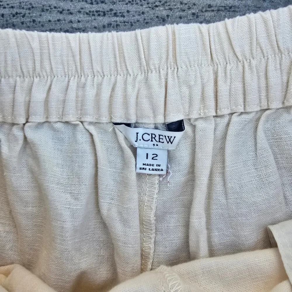J. Crew‎ Linen Cotton Blend Tie Waist Shorts Ivory Cream Women's Size 12